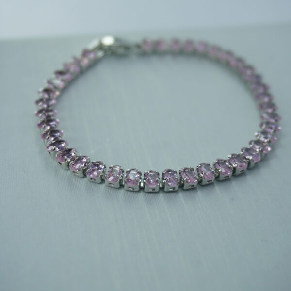 Pink AD Rectangle Stone Tennis Bracelet
