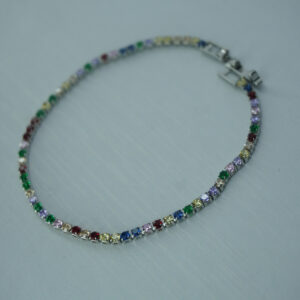 Multicolor AD Square Stone Tennis Bracelet