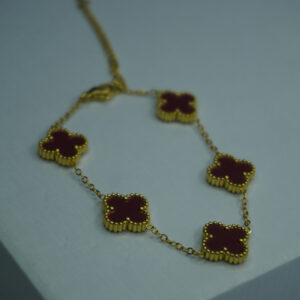 Golden Maroon Clover Bracelet
