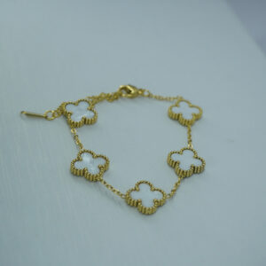 Golden White Clover Bracelet