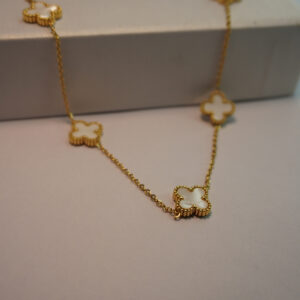 Golden White Clover Necklace