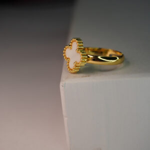 Golden White Clover Ring