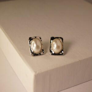 Silver Slate Pearl Earring