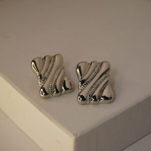 Silver Textured Bar Earring