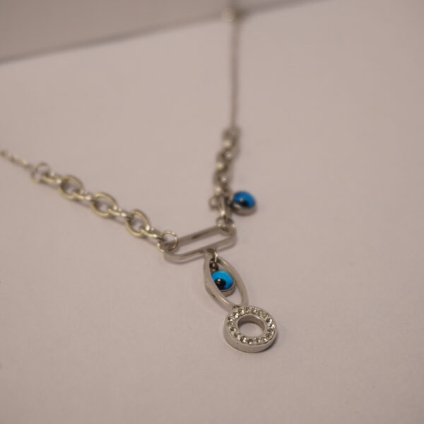 Silver Evil Eye Link Necklace