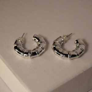 Silver Pipe Hoop Earring