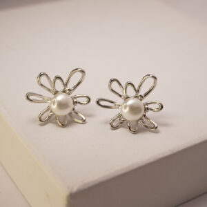 Silver Flower Pearl #2 Earring