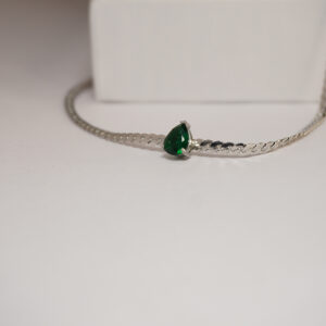 Silver Emerald Drop Solitaire Necklace
